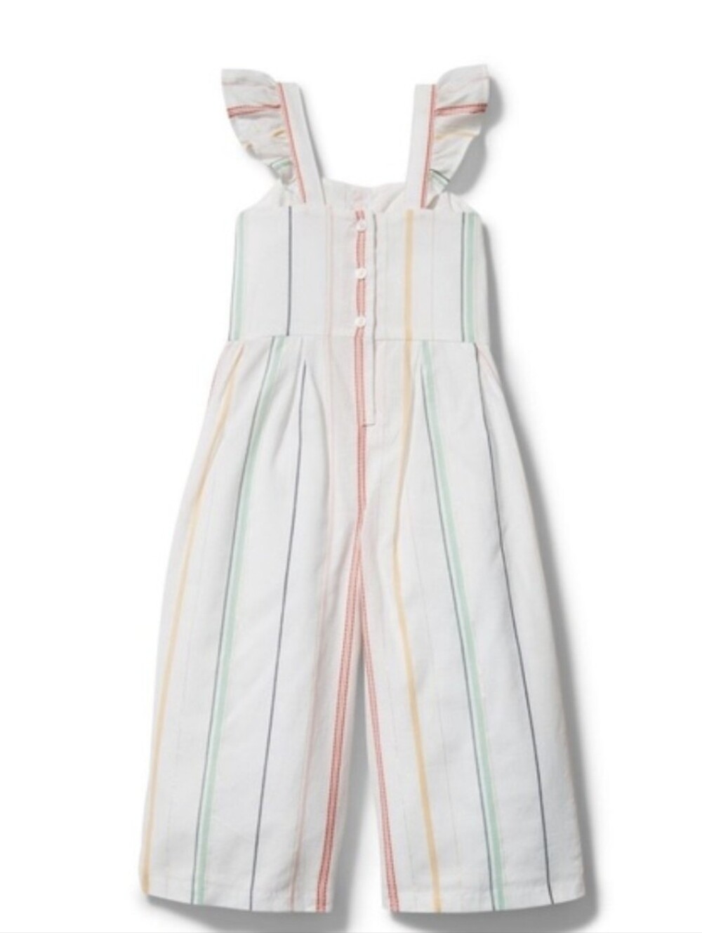 Janie and Jack Rainbow Stripe Gold Stiched Trim Linen Blend Romper 12-18 Months - Picture 4 of 7